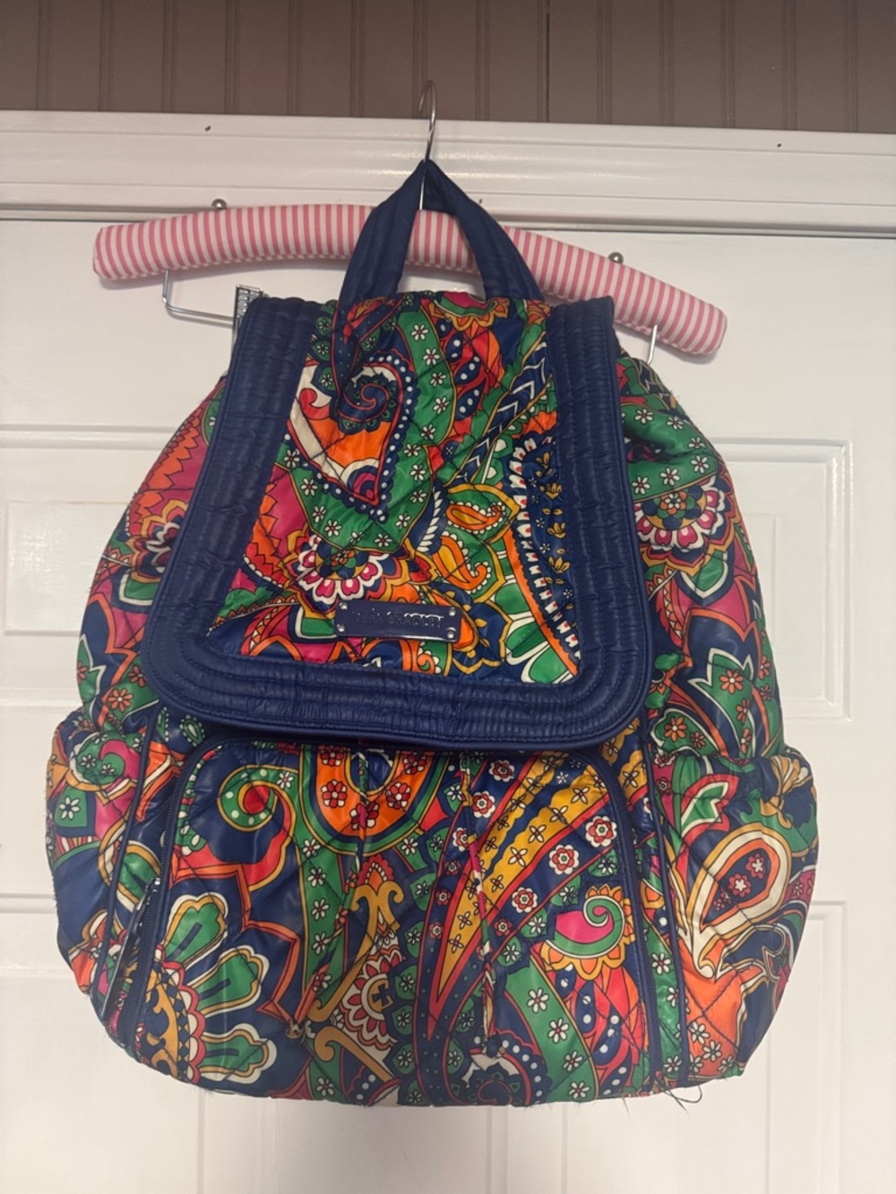 Vera Bradley Multicolor Paisley Backpack with Navy Trim